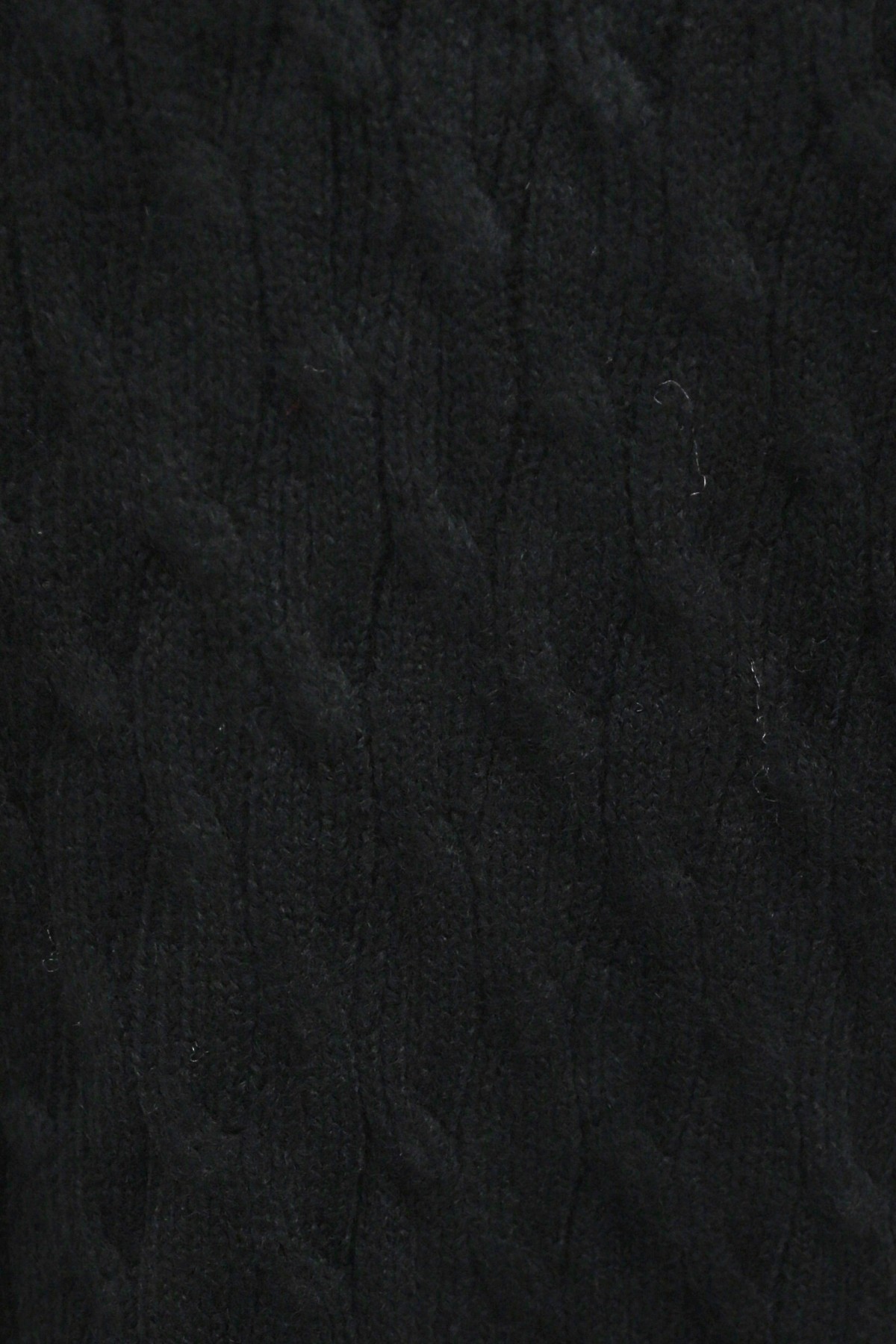 Oversized Crew-Neck Knit Tunic with Chain Pattern -Black