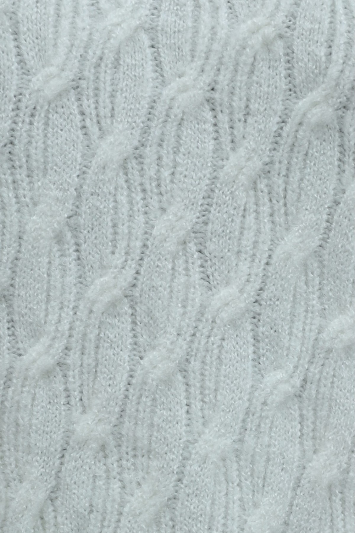Oversized Crew-Neck Knit Tunic with Chain Pattern -White
