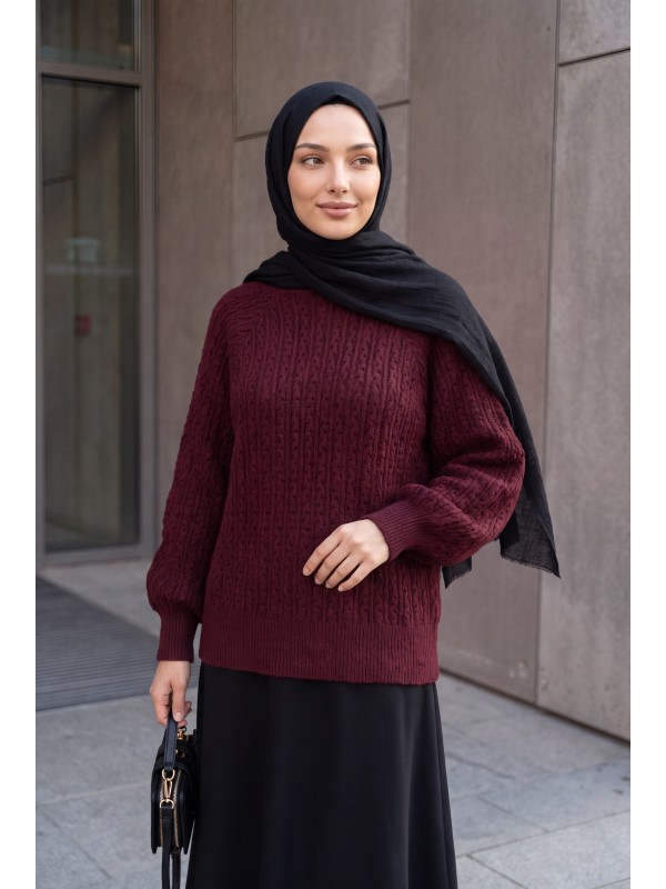 Openwork Pattern Balloon  -Maroon