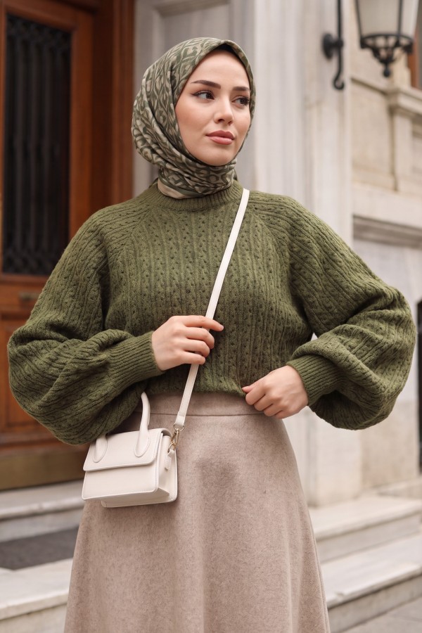 Openwork Pattern Balloon -Khaki