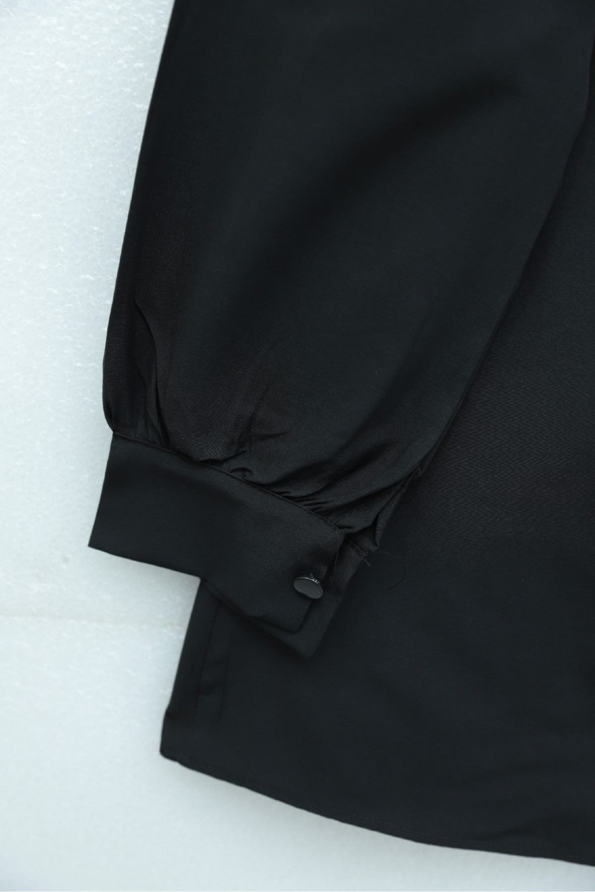 Önü Dantelli Bağlama Detaylı Düğmeli Poplin Gömlek -Siyah