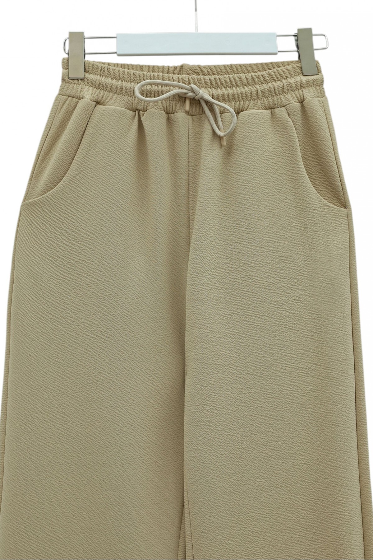 Zra Crepe Trousers with Pockets and Tied Waist -Light Mink