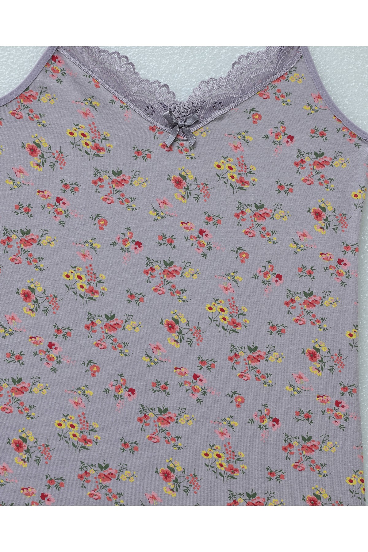 Lace Patterned Undershirt with Rope Straps -Light Lilac