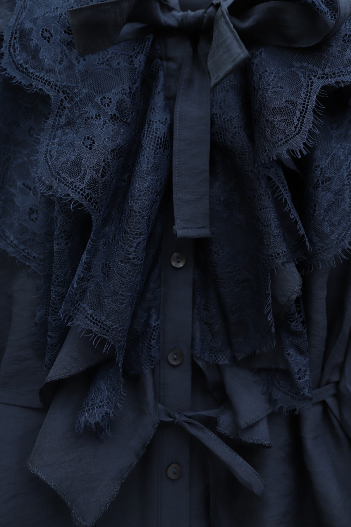 Yakası Bağlamalı Dantelli Fırfırlı Kemerli Pantolonu Astarlı Cupra Takım  -Laci