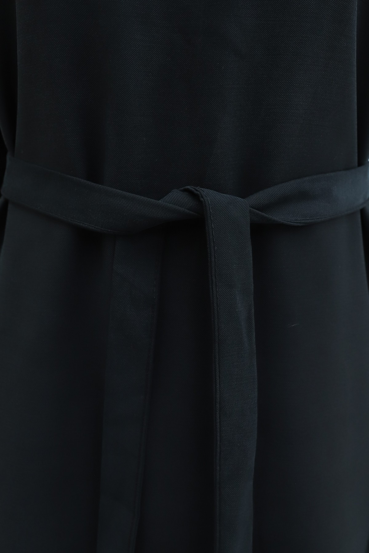 Belted Diagonal Tencel Dress -Black