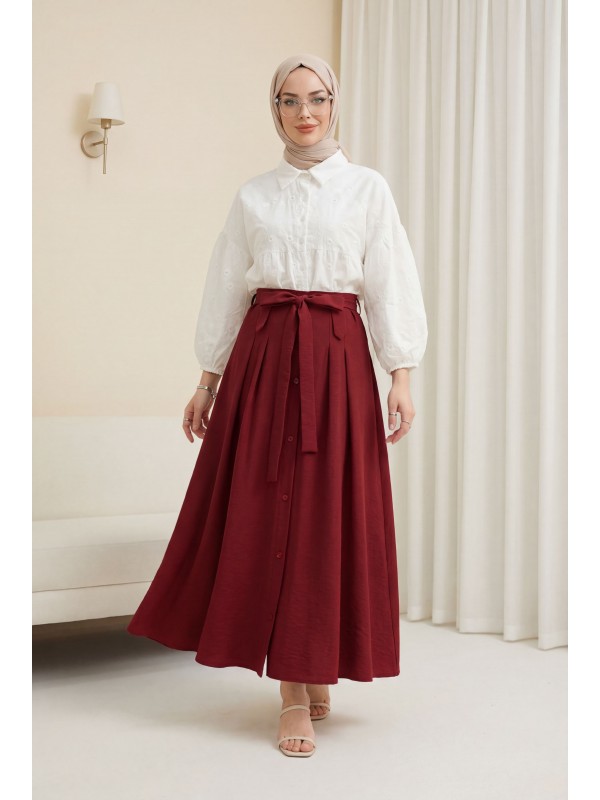 Kolu Lastikli Fistolu Yarı Transparan Keten Gömlek -Beyaz