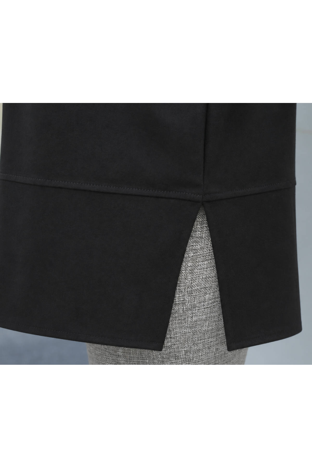 Crew Neck Slit Oversize Cotton Tunic -Black