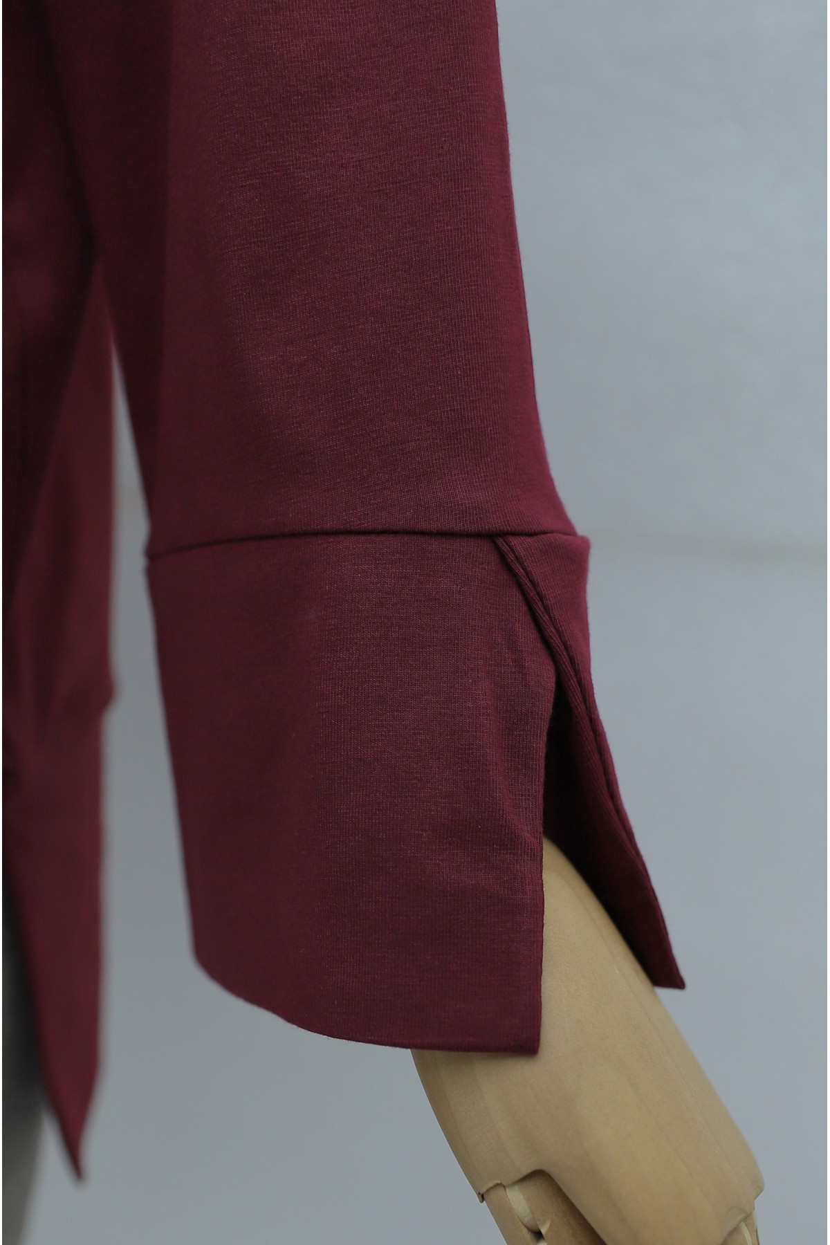 Crew Neck Slit Oversize Cotton Tunic -Damson
