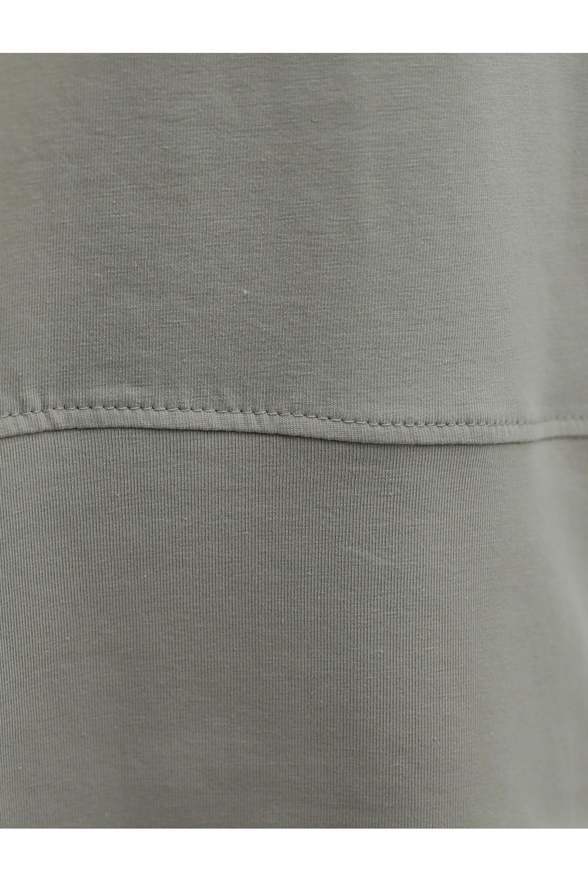 Bisiklet Yaka Yırtmaçlı Oversize Penye Tunik  -Vizon