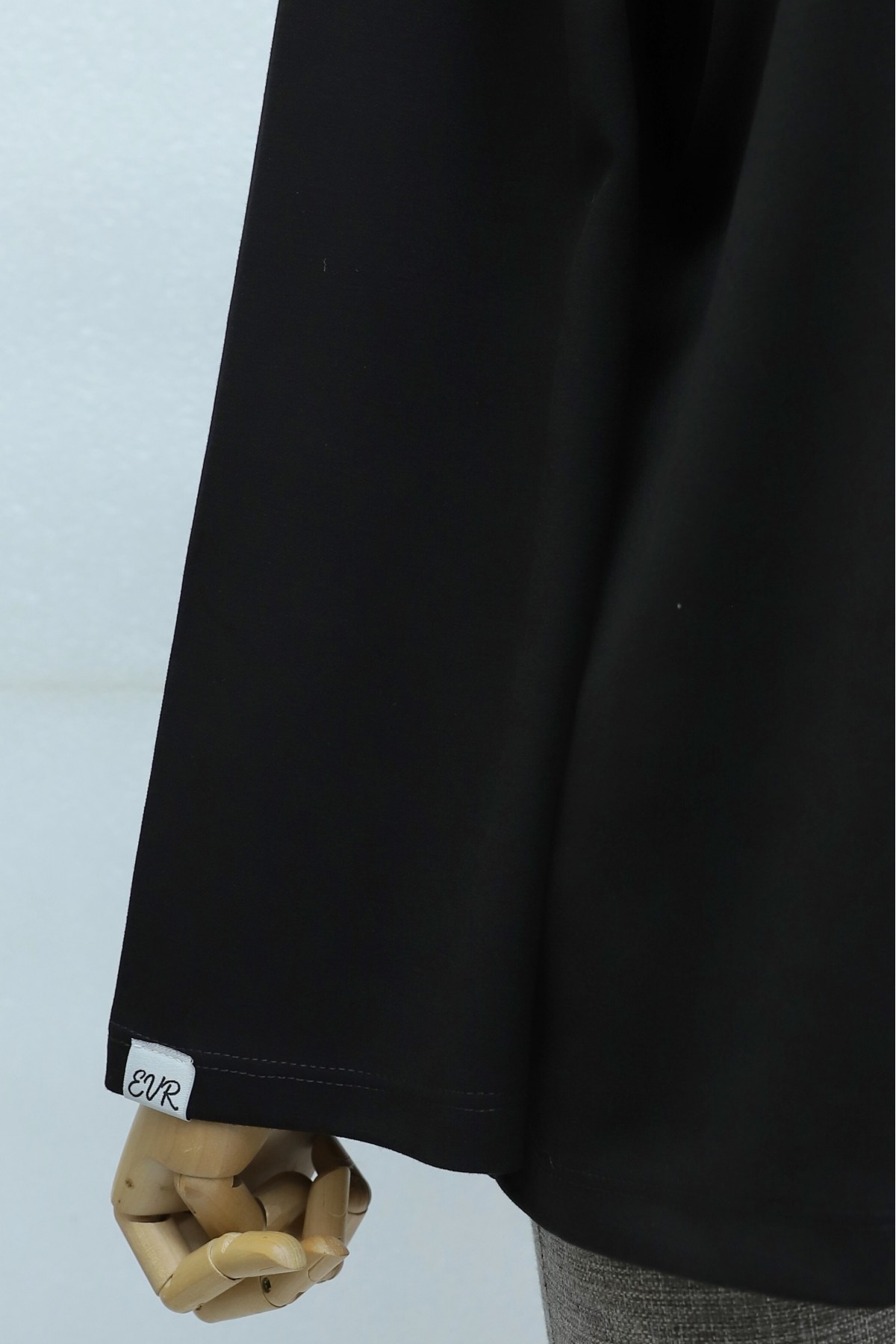 Bisiklet Yaka Oversize Likralı Sweat  -Siyah