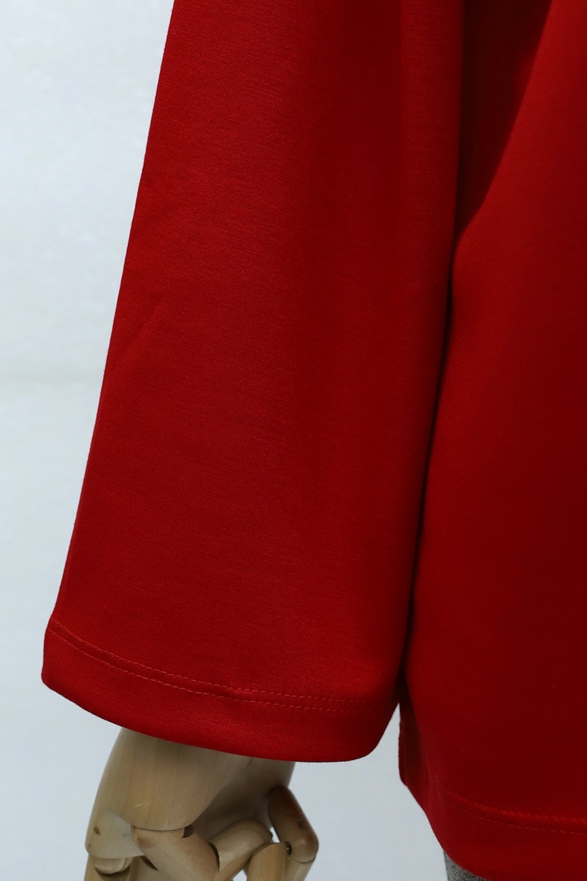 Oversized Stretch Crew-Neck Sweatshirt -Red