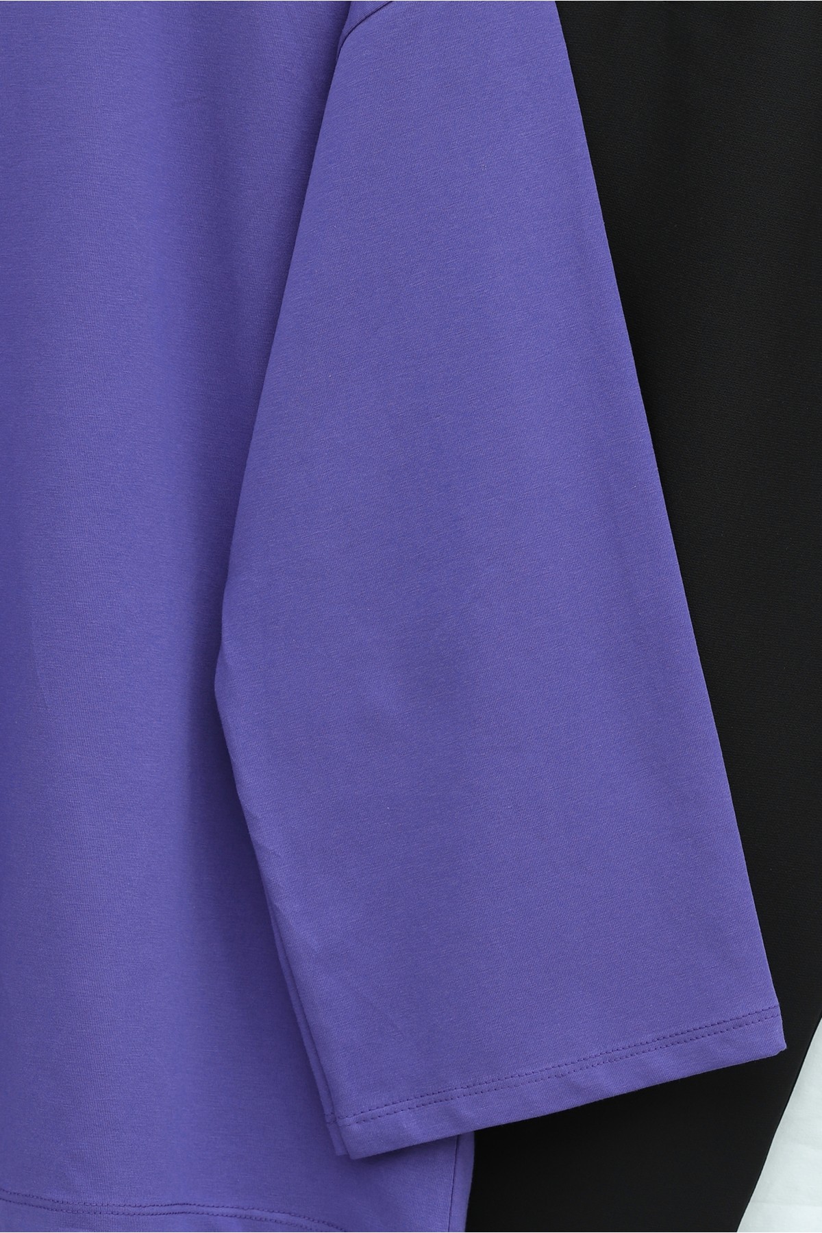 Round Neck Loose Fit Cotton Tunic - Purple