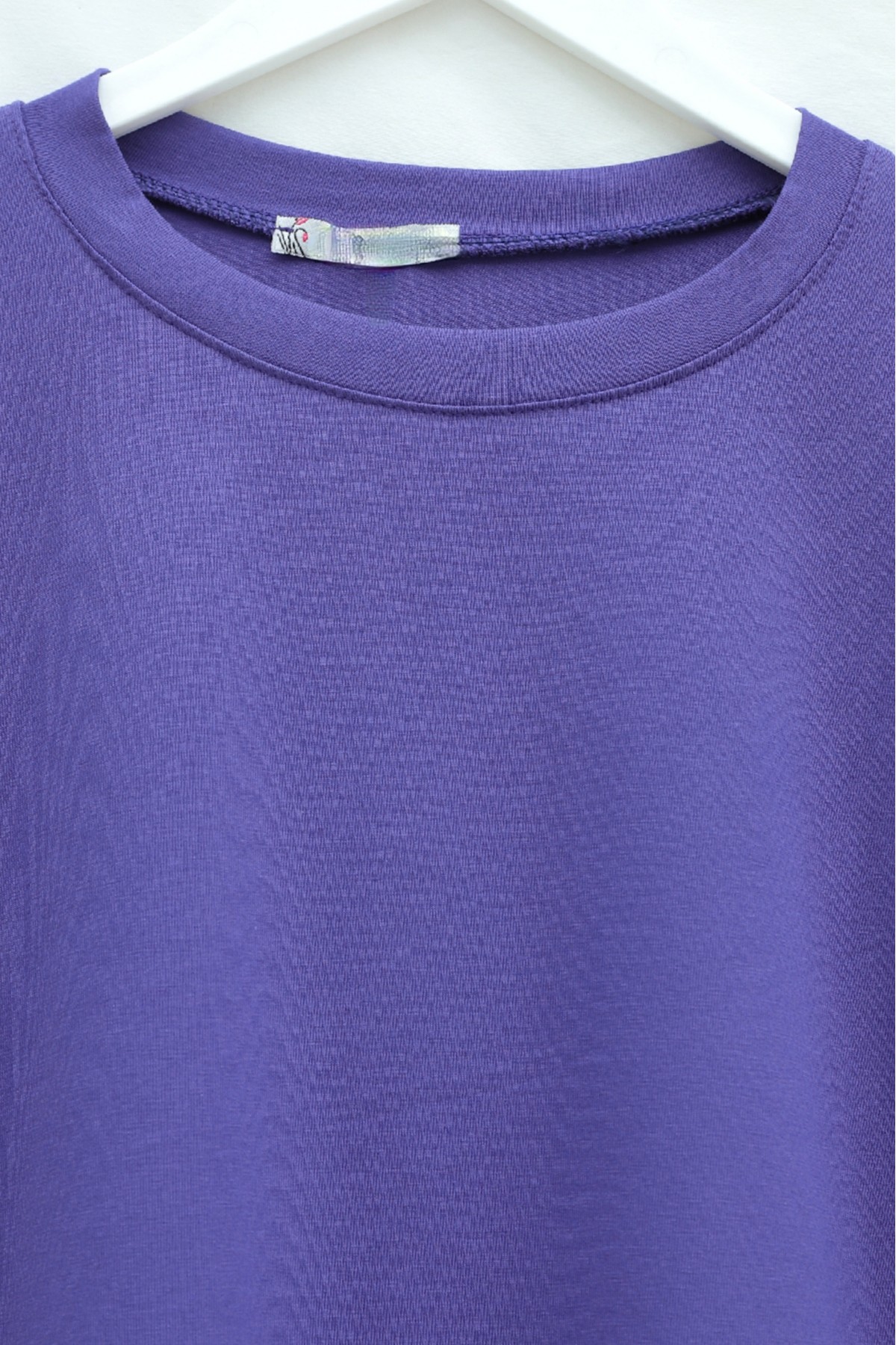 Round Neck Loose Fit Cotton Tunic - Purple