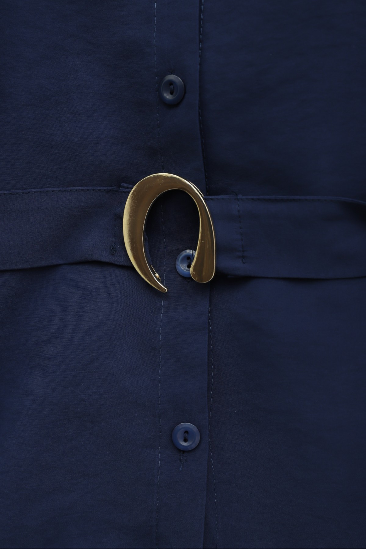Modal Suit with Padded Shoulder Detail and Belted Skirt with Elastic Waistband -Navy blue