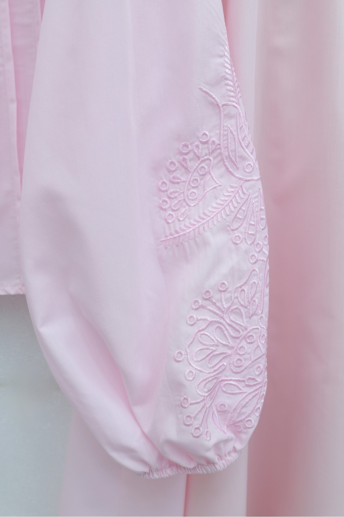 Geniş Yakalı Bağlamalı Kolu Lastikli Eteği Astarlı Poplin Takım  -Pembe