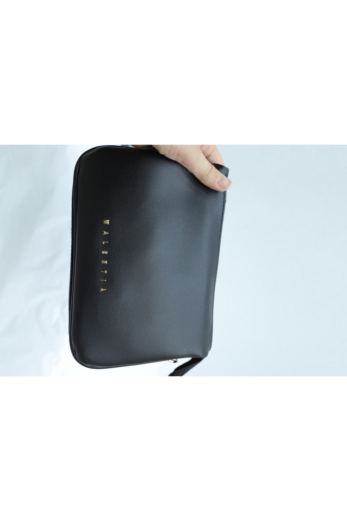 Long-Shoulder Bag with Zipper Compartment -Black