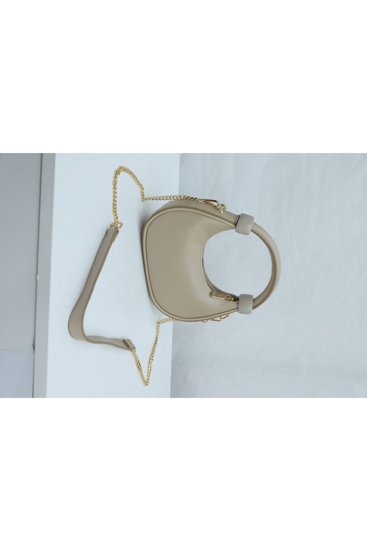 Modern Design Mini Hobo Bag with Knotted Handle and Shoulder Strap -Mink color