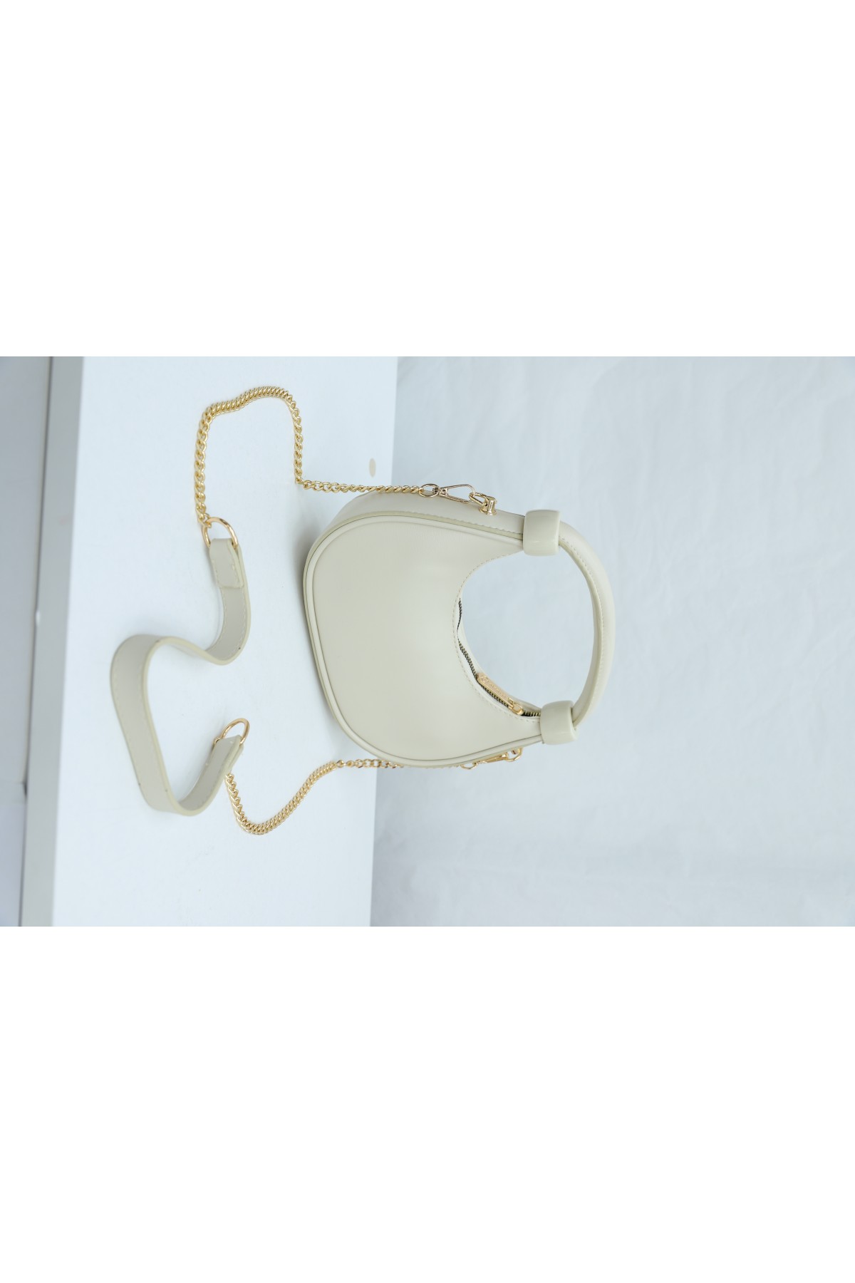 Modern Design Mini Hobo Bag with Knotted Handle and Shoulder Strap - Beige