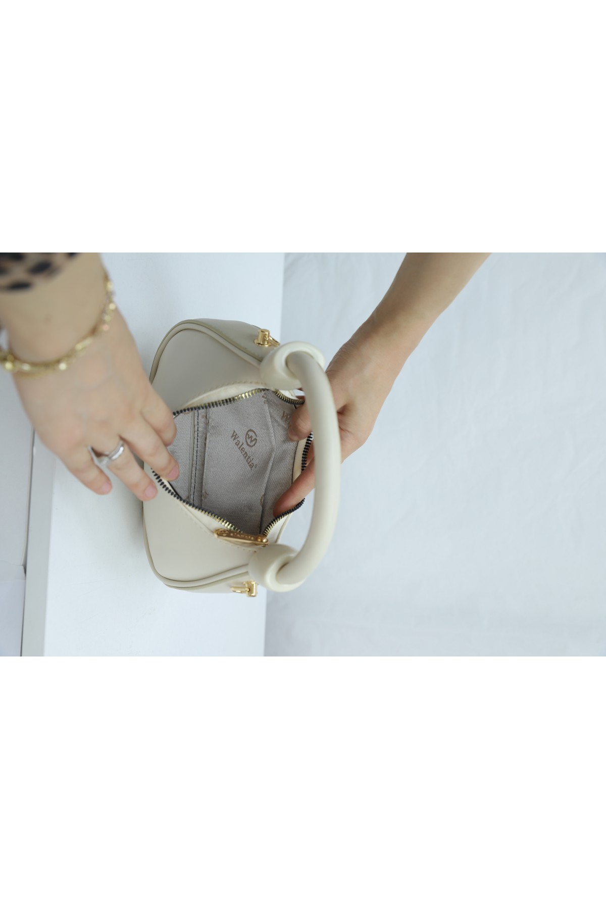 Modern Design Mini Hobo Bag with Knotted Handle and Shoulder Strap - Beige