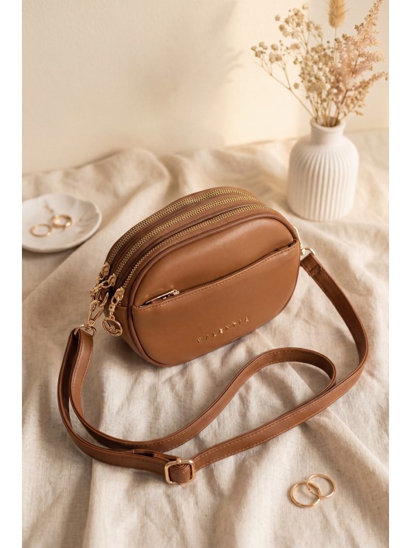 Multi-Compartment Long Shoulder Bag -Snuff