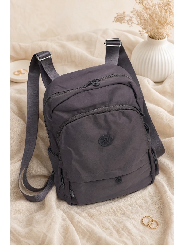 Multi-Compartment Water-Repellent Casual Backpack - Purple