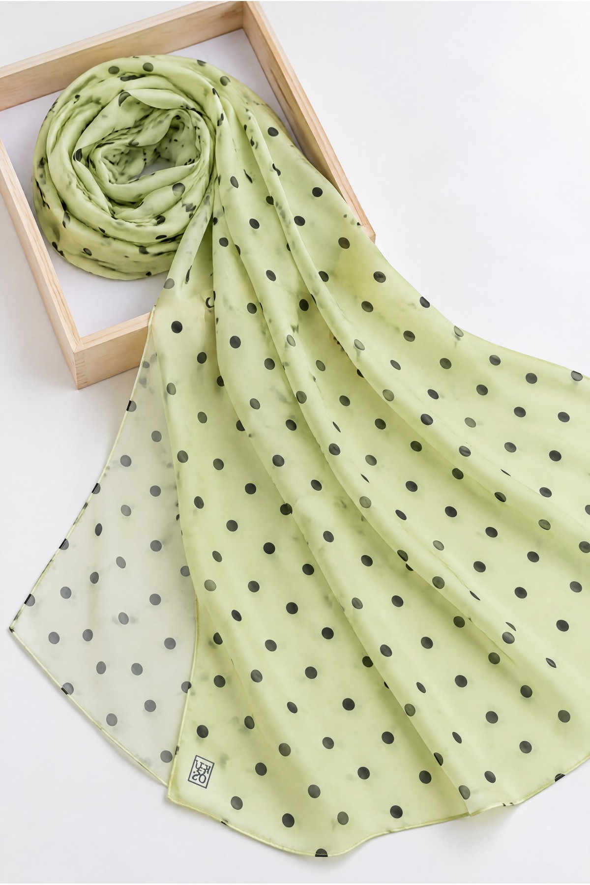Polka Dot Patterned Soft Scarf -Yellow