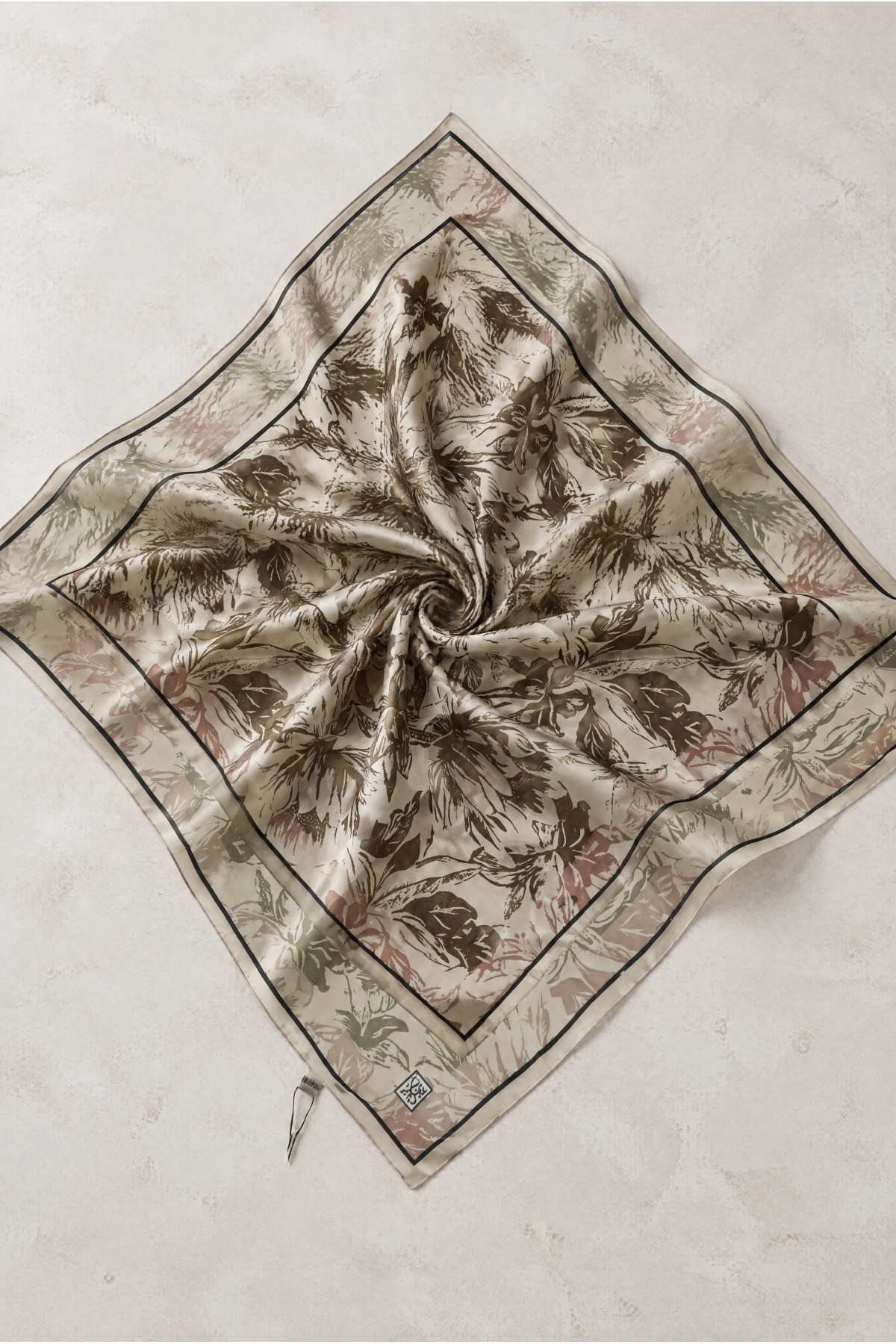 Soft Scarf with Cherry Blossom Pattern -Ecru