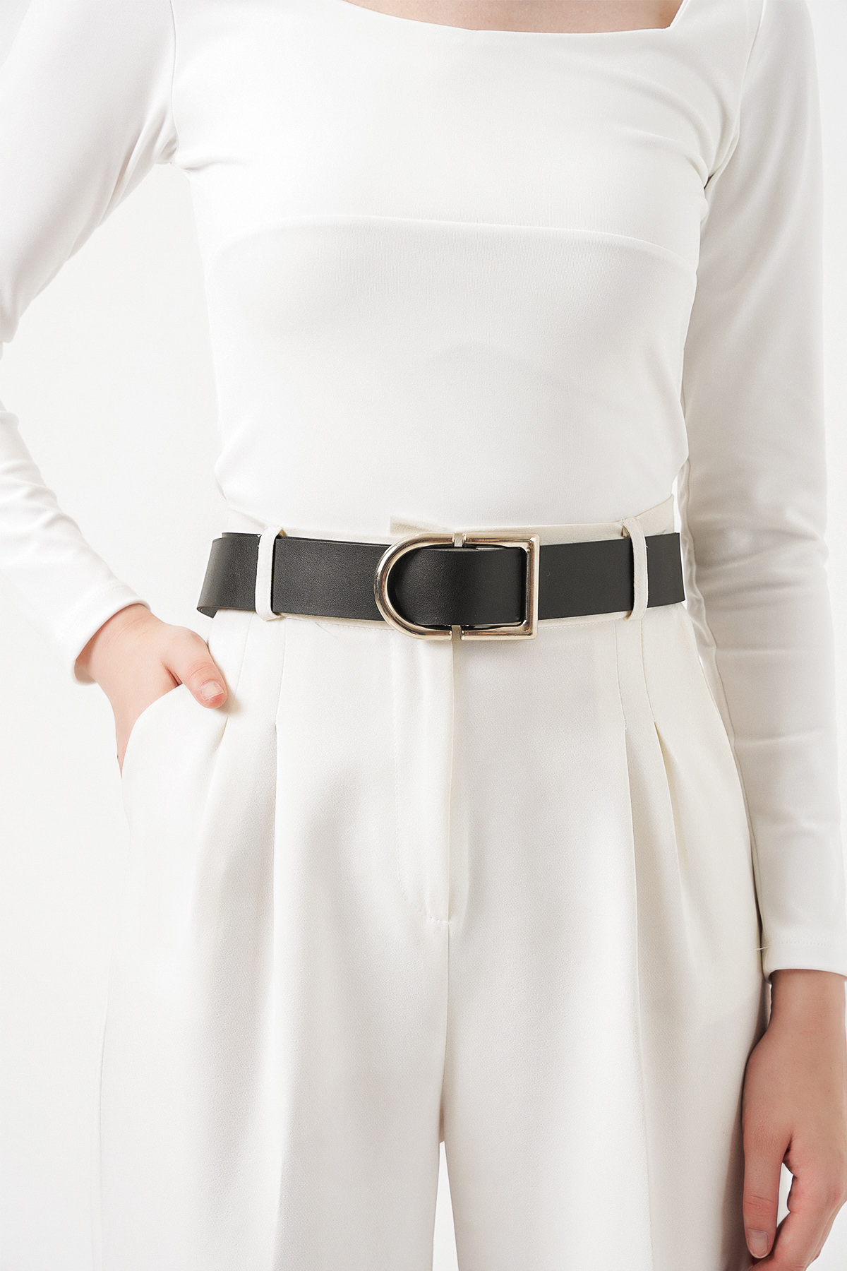 Kadın Büyük Tokalı Kemer 031 - Siyah