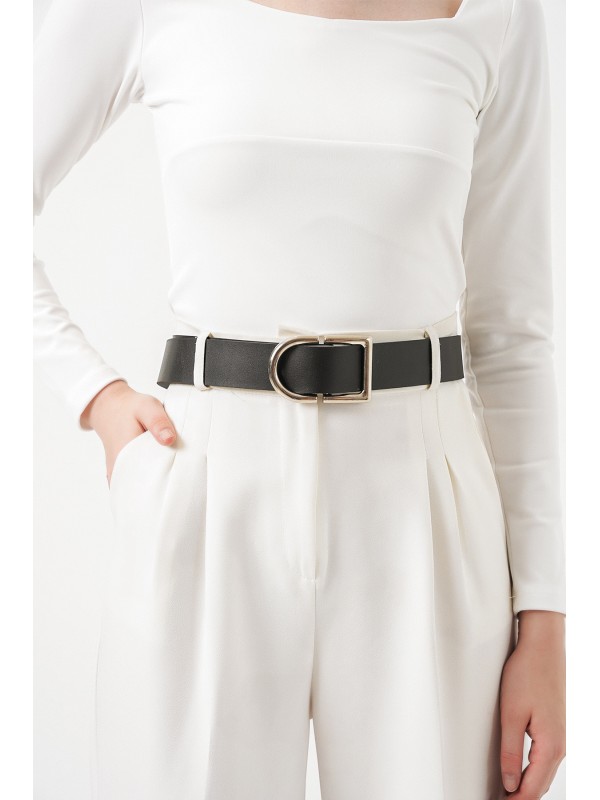 Kadın Büyük Tokalı Kemer 031 - Siyah