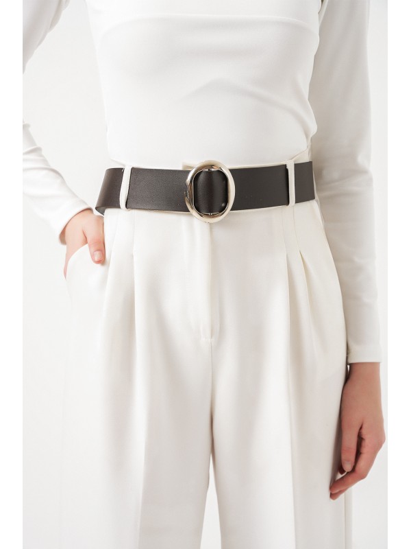 Kadın Oval Tokalı Kemer 033 - Kahverengi