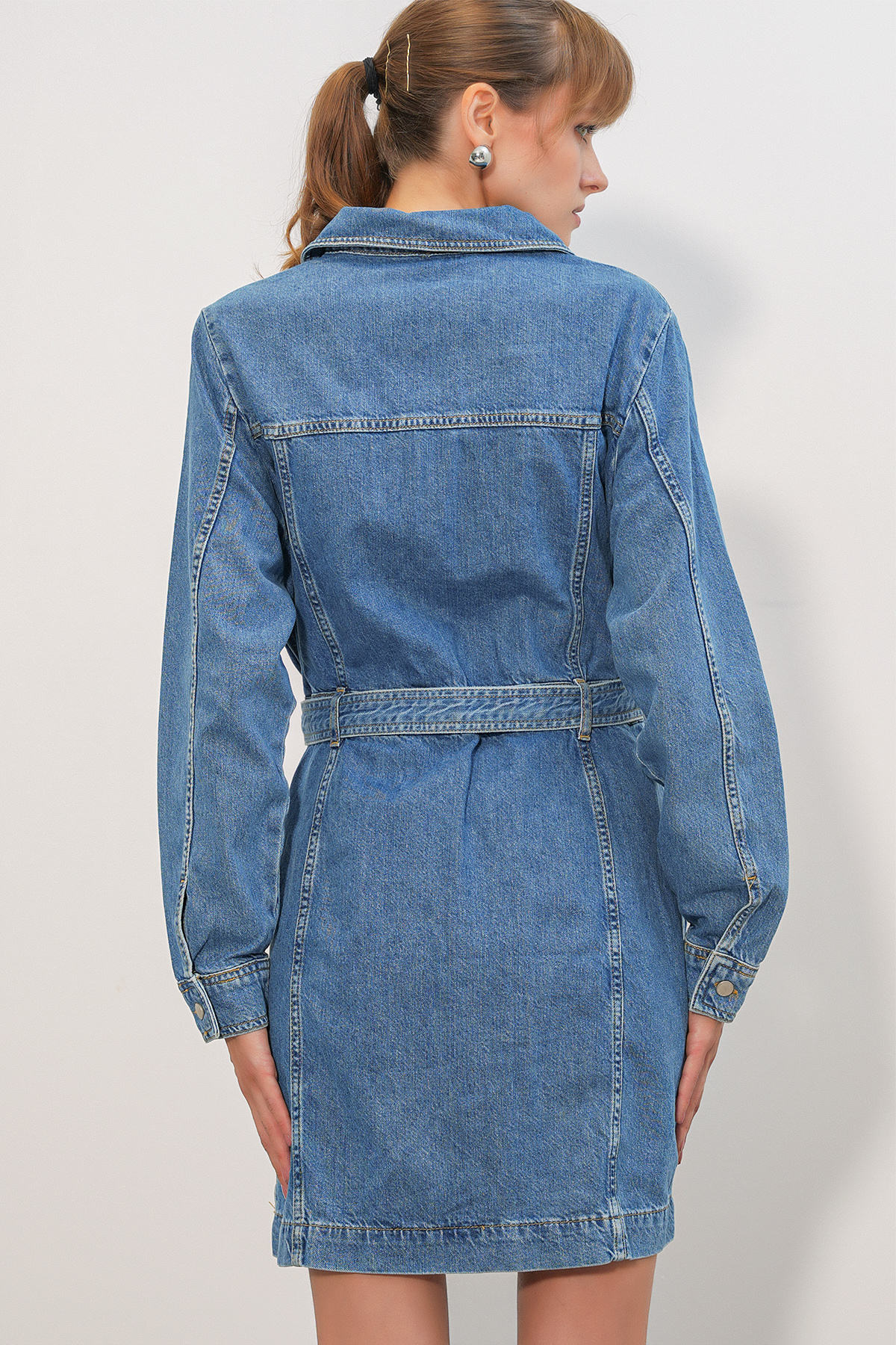 Women's Long Sleeve Denim Dress 0614 