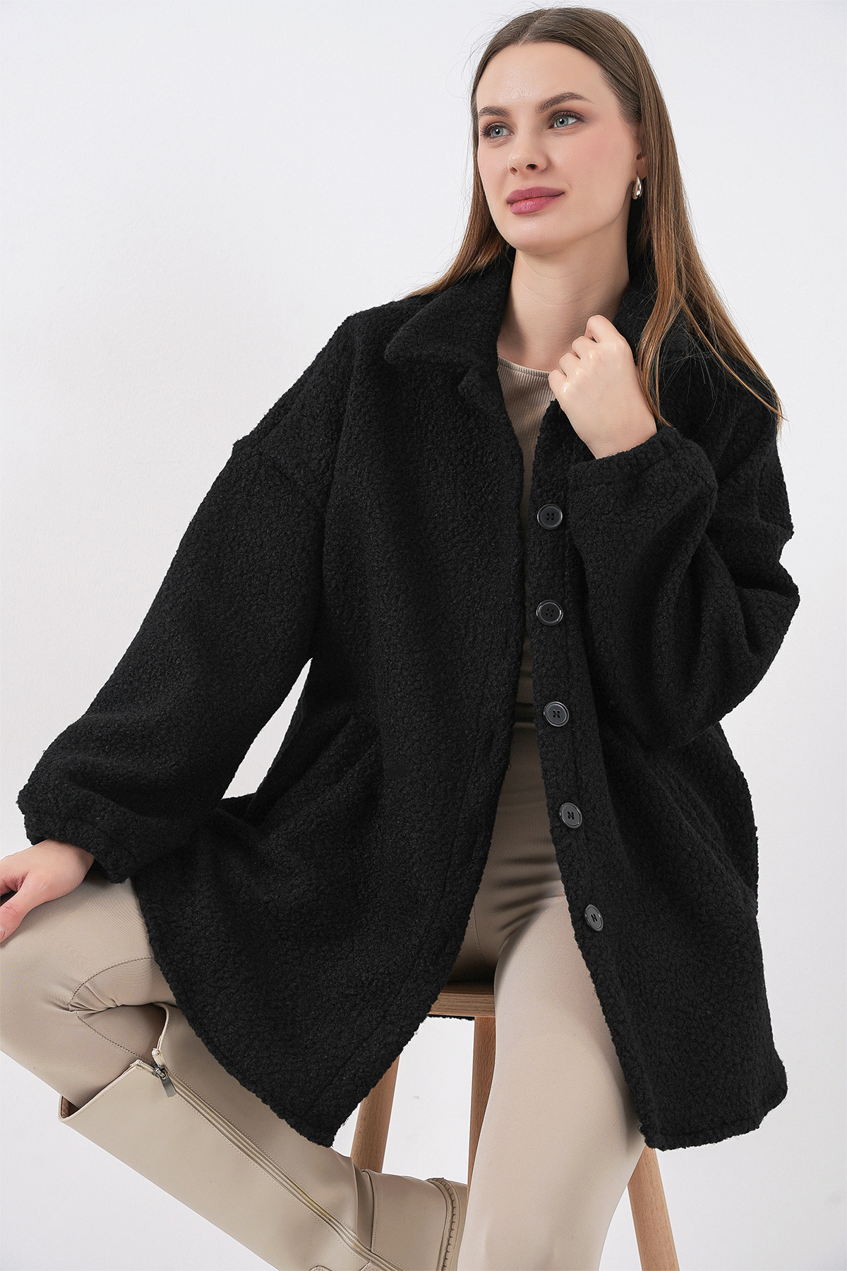 0675 سترة بوكليه من مزيج الصوف 