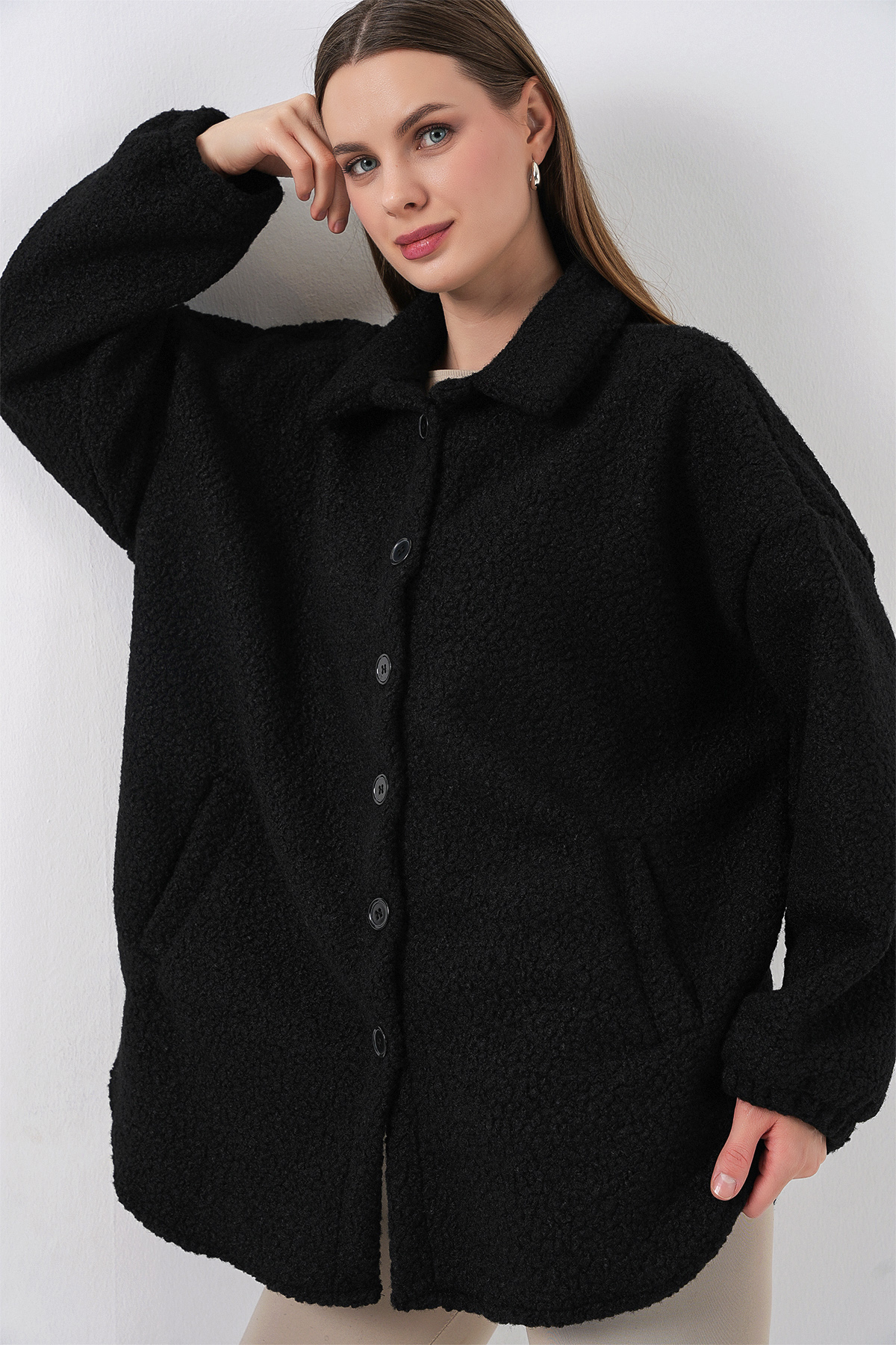 0675 سترة بوكليه من مزيج الصوف 