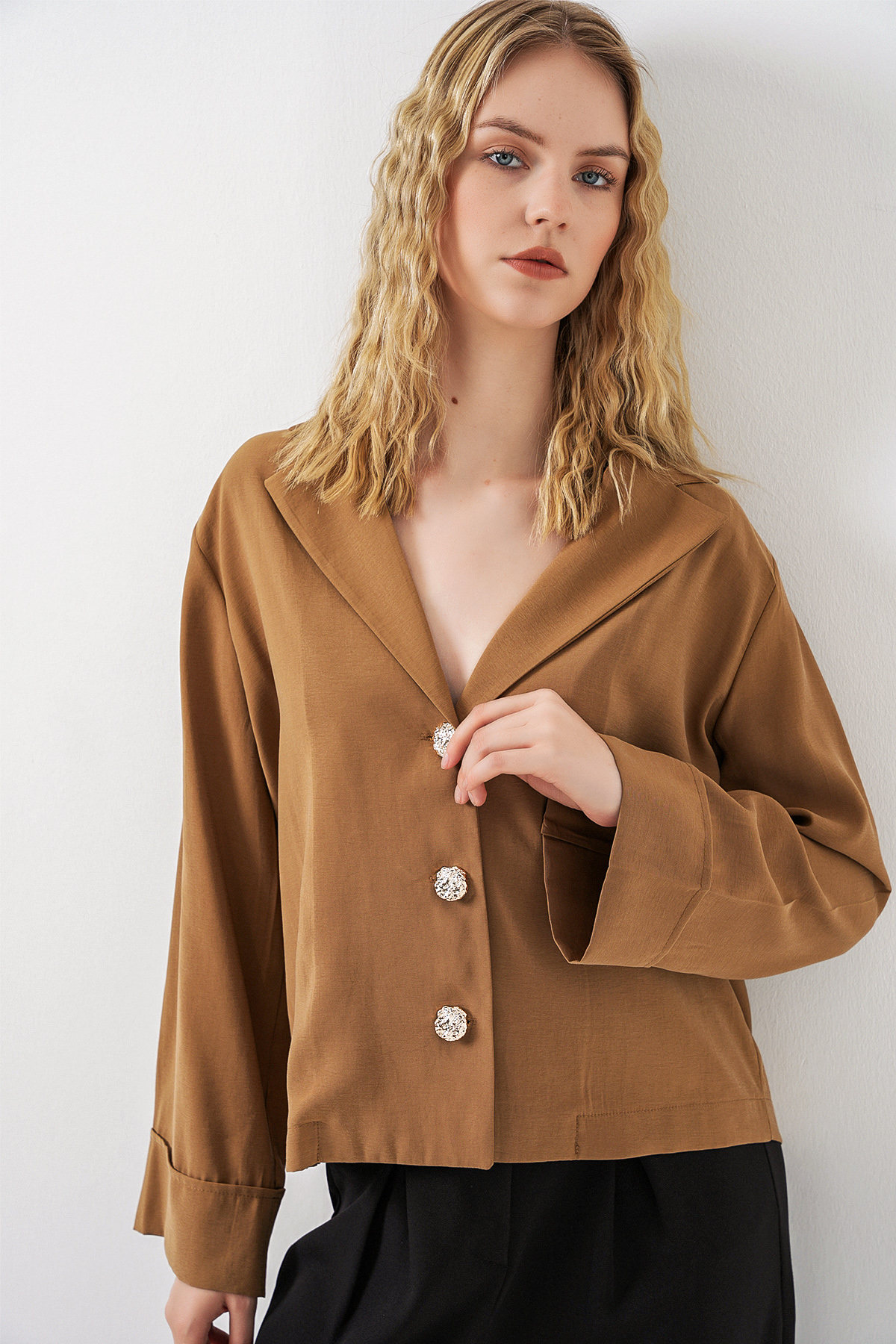 Women's Side-Tie Long-Sleeve Blouse 996 