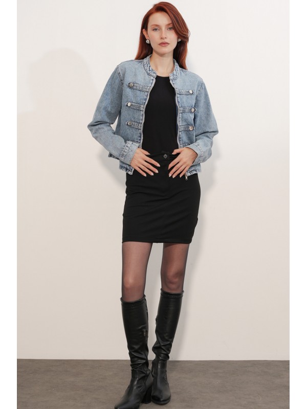 Women's Button Detail Denim Jacket 0771 