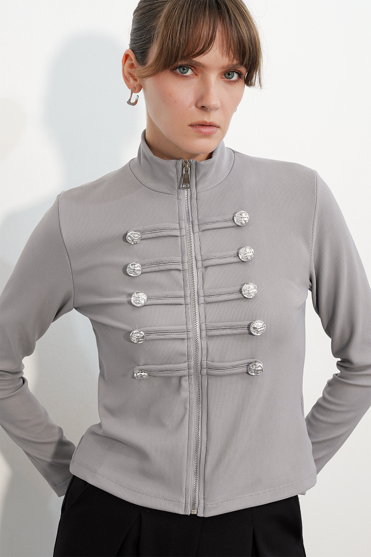 Women's Patterned Plush Jacket 55463 