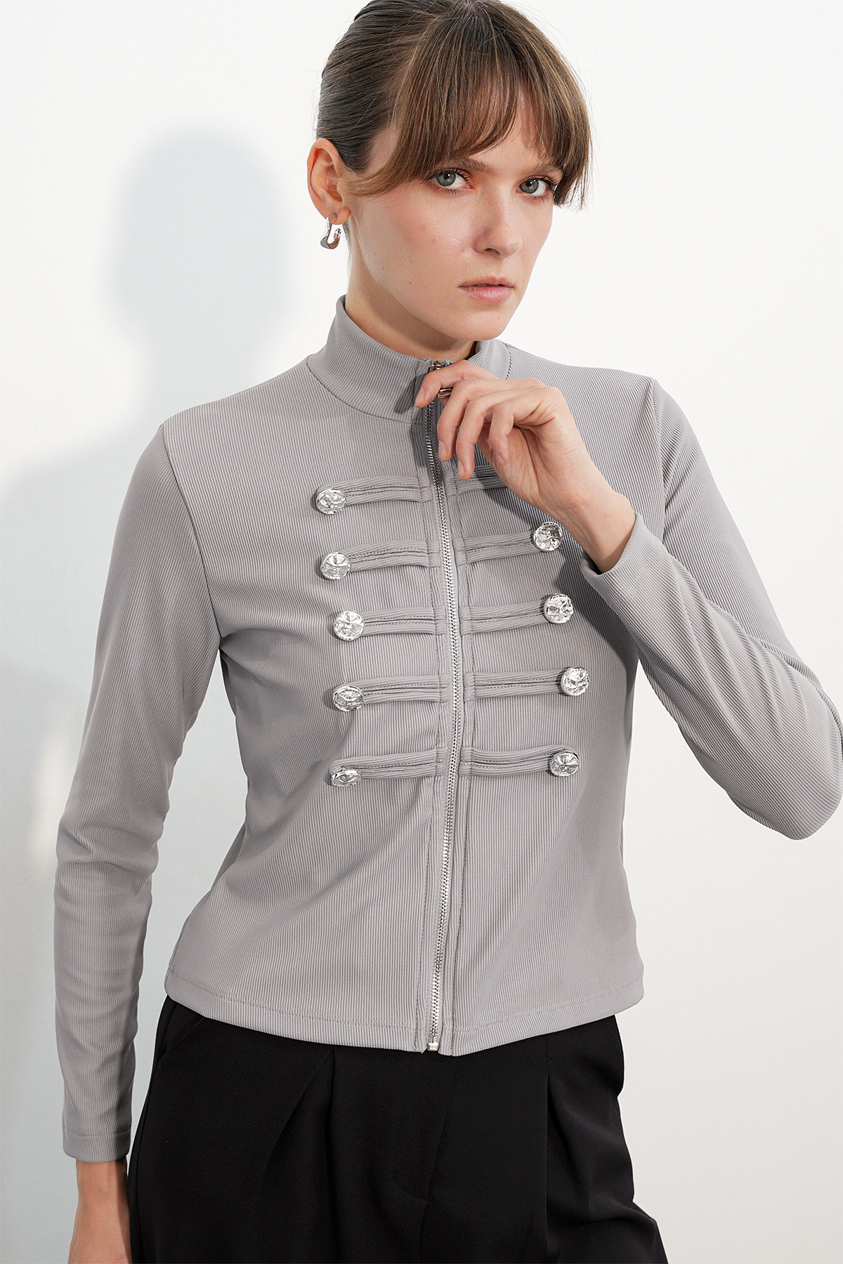 Women's Patterned Plush Jacket 55463 