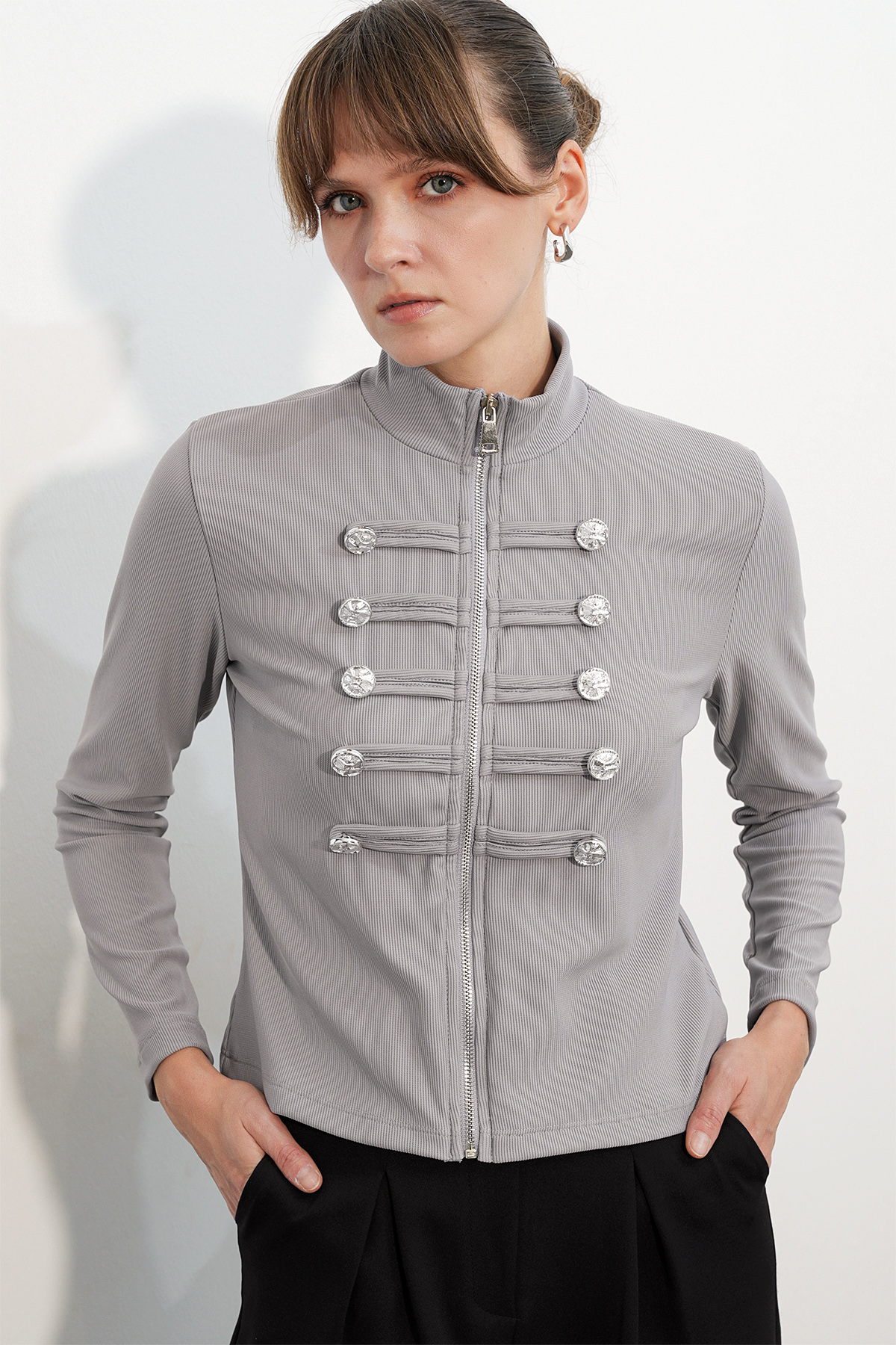 Women's Patterned Plush Jacket 55463 