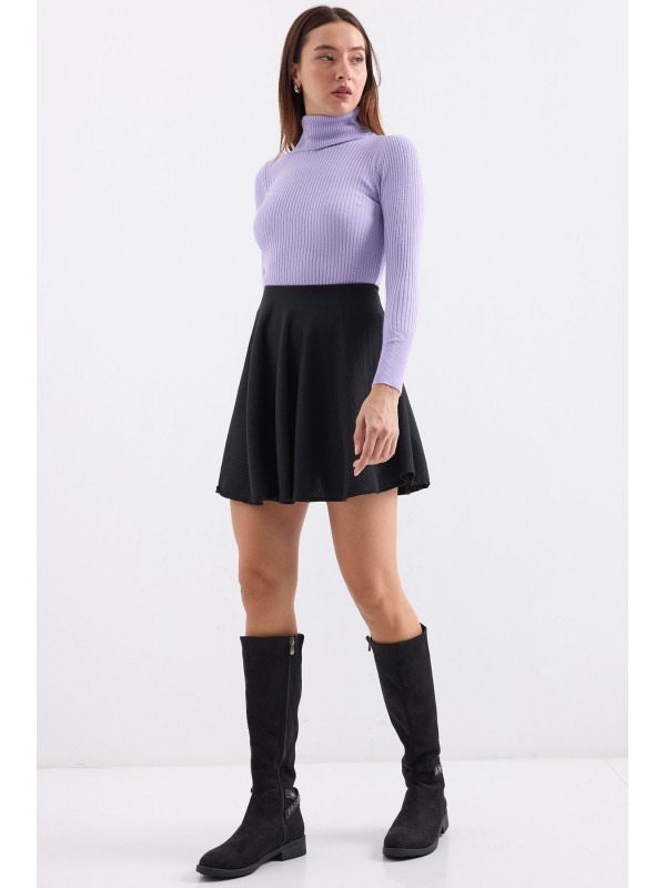 10311 Balıkçı Yaka Triko Kazak - Lila