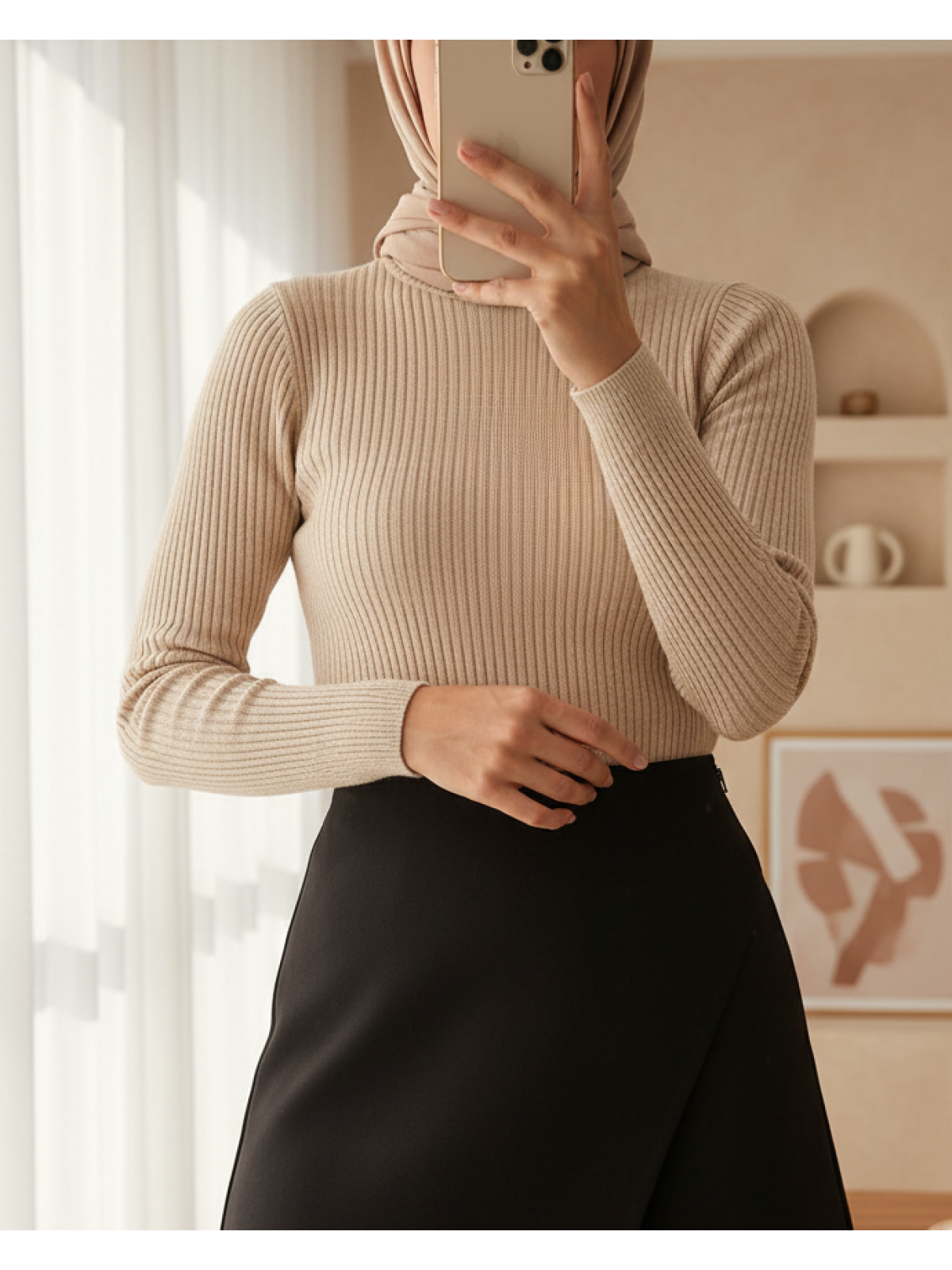 10311 Balıkçı Yaka Triko Kazak - Taş