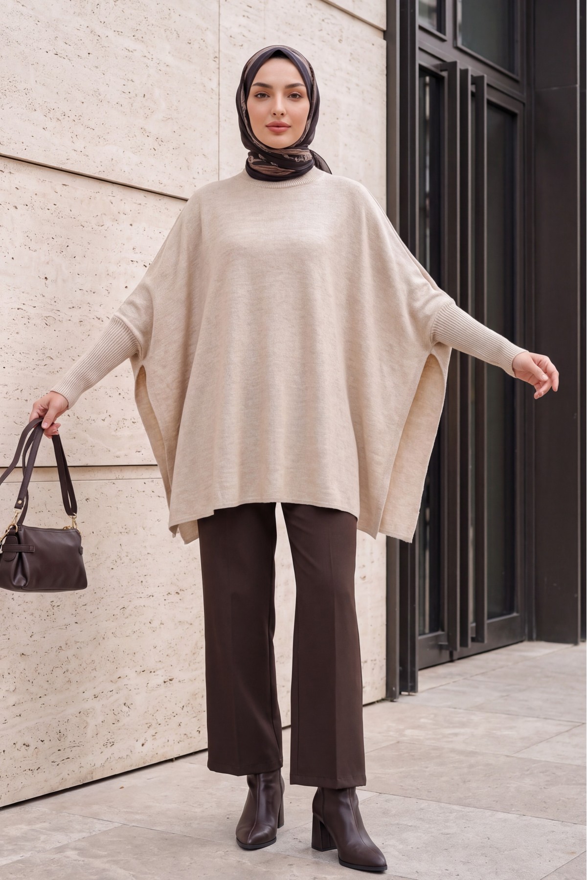 15783 Slit Poncho Sweater 