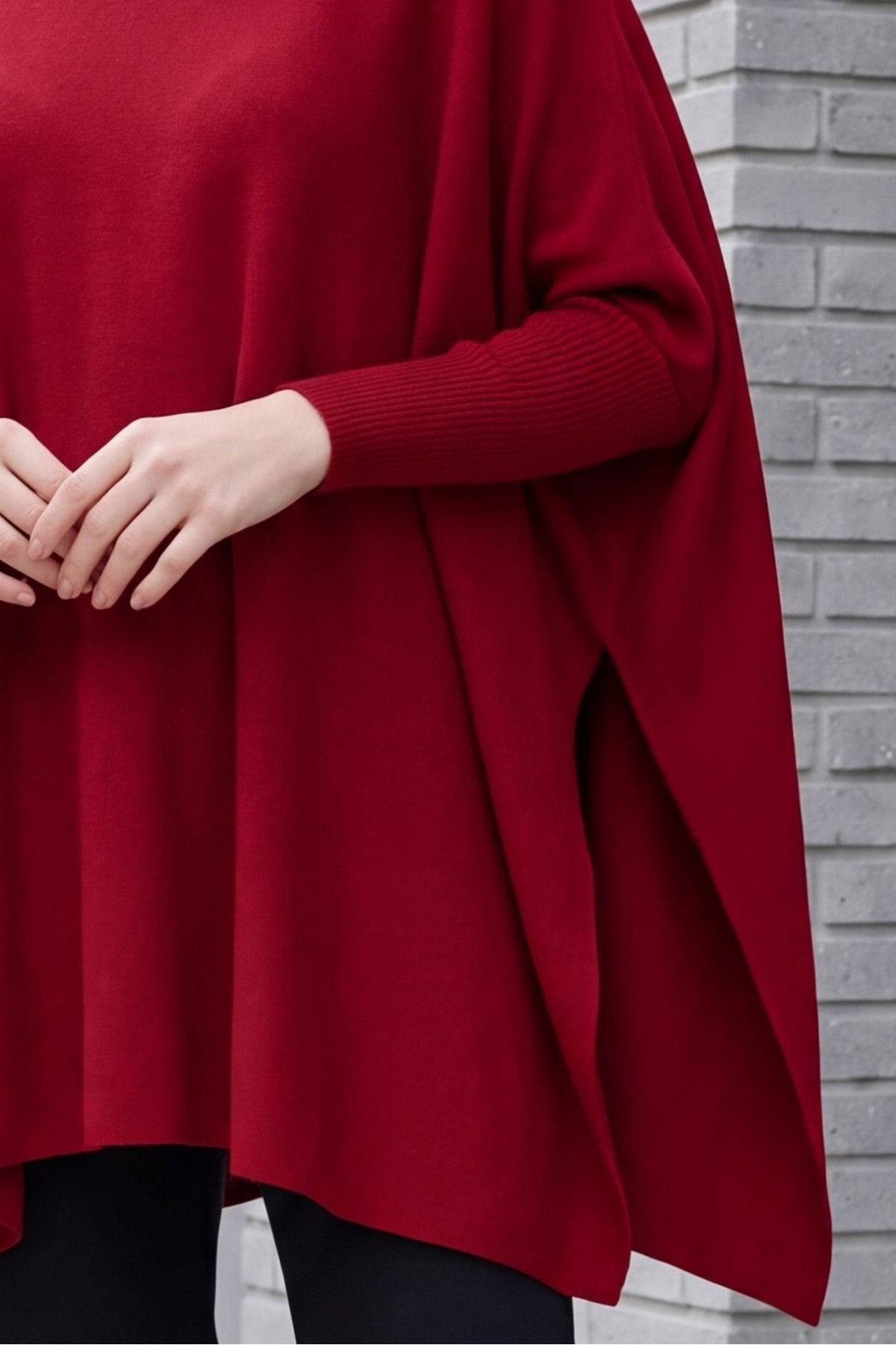 15783 Slit Poncho Sweater 