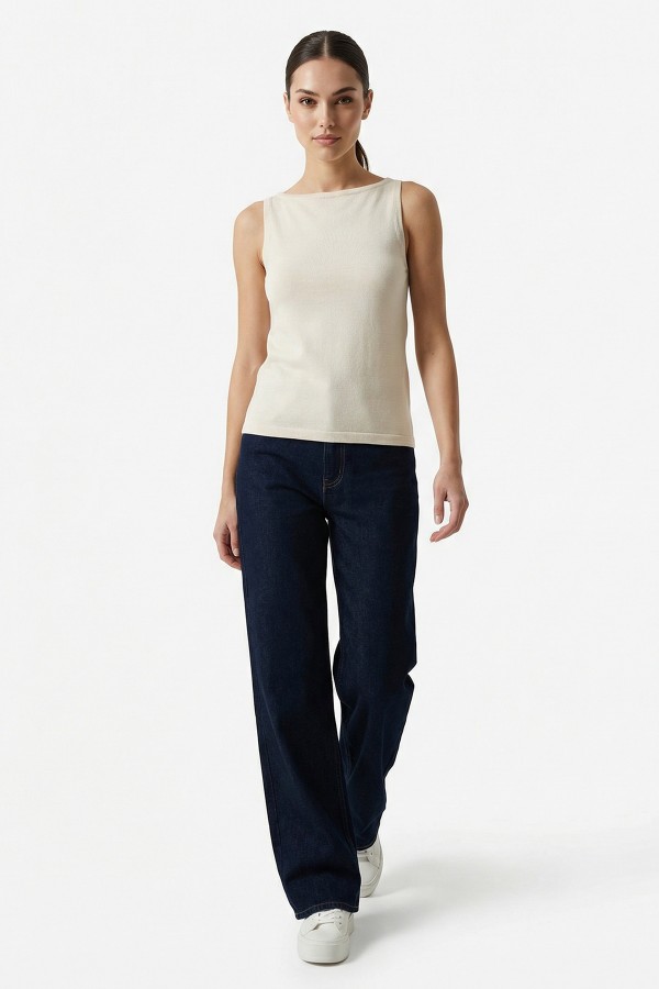 Kadın Askılı Örme Atlet 15935 - Krem