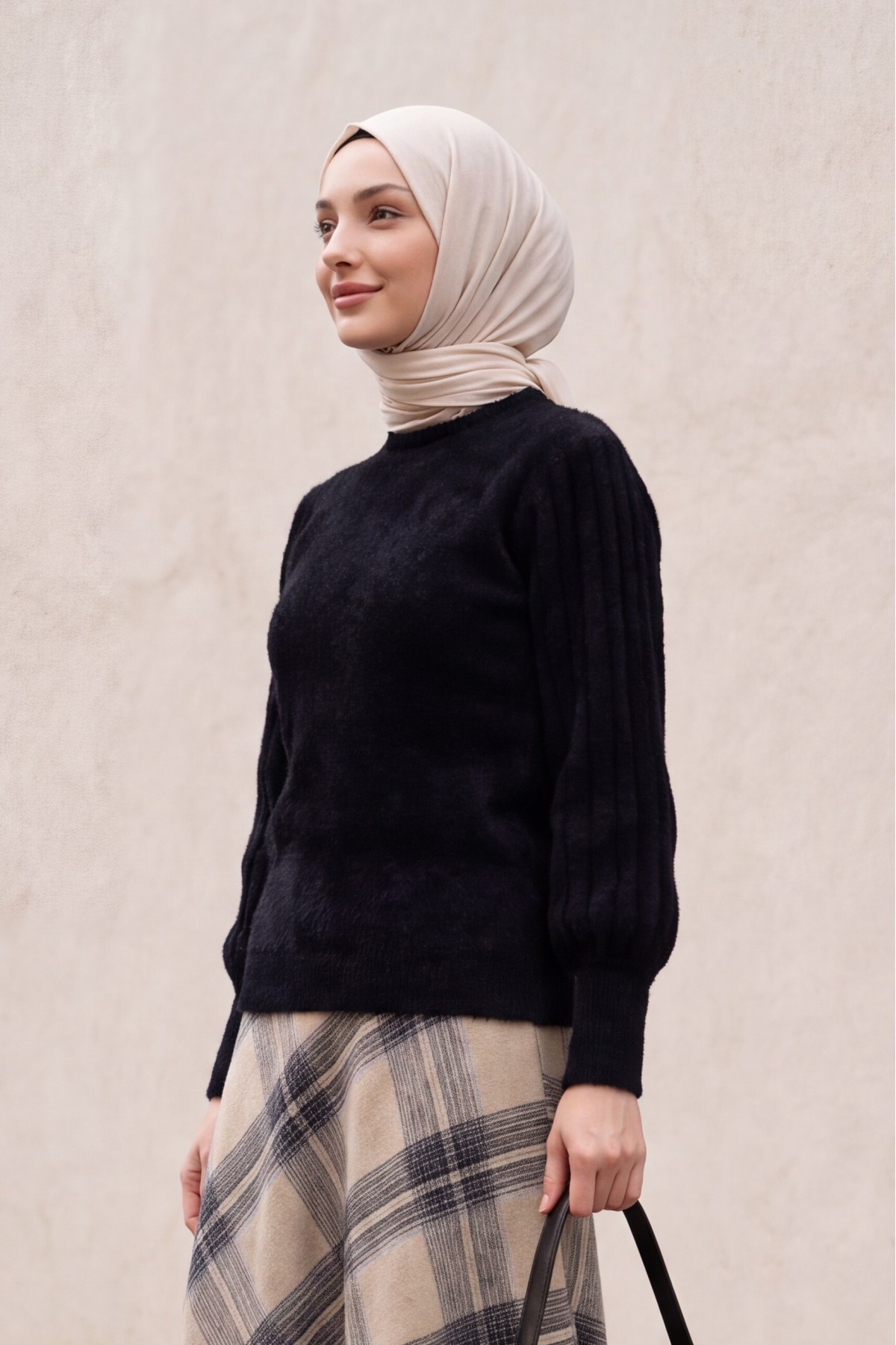 كنزة نسائية واسعة بأكمام بالون 15973 