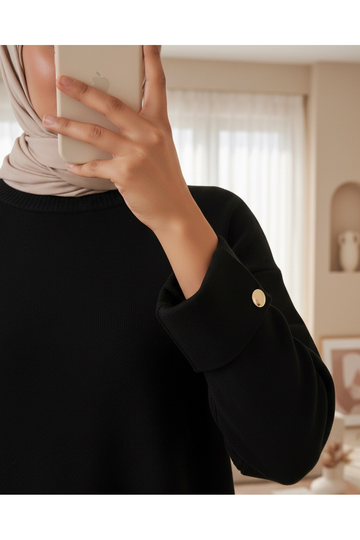 Women's Oversized Knitwear Sweater with Cufflinks 15981 