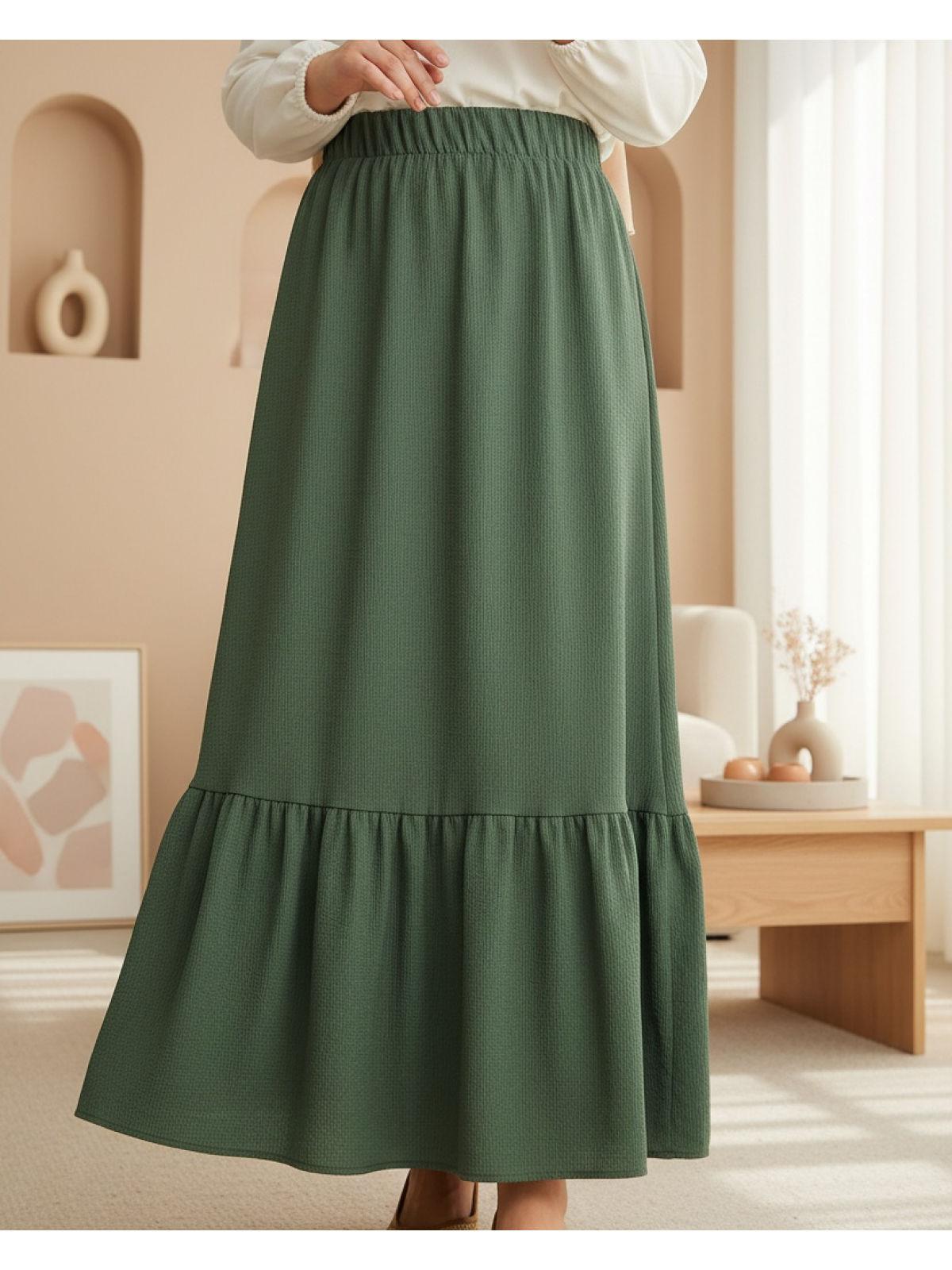 1886 Uzun Örme Etek - Zümrüt Yeşili