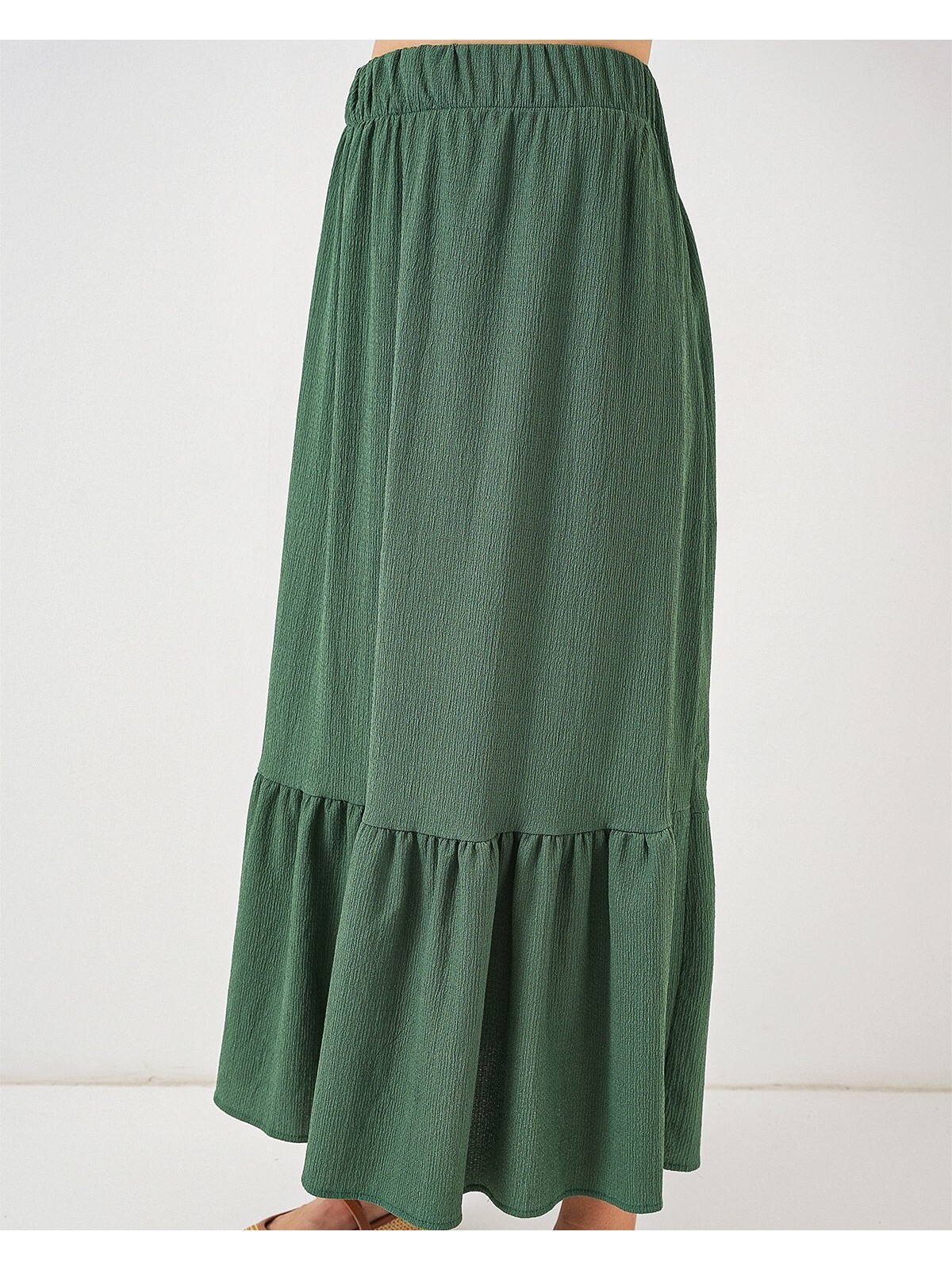 1886 Uzun Örme Etek - Zümrüt Yeşili
