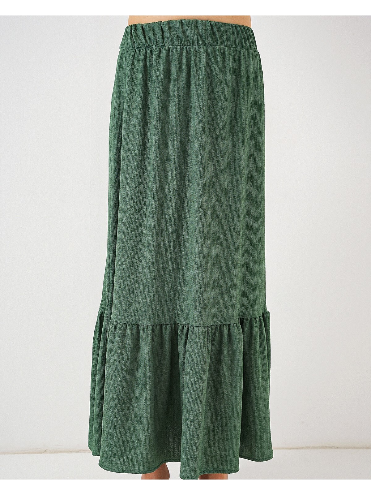 1886 Uzun Örme Etek - Zümrüt Yeşili