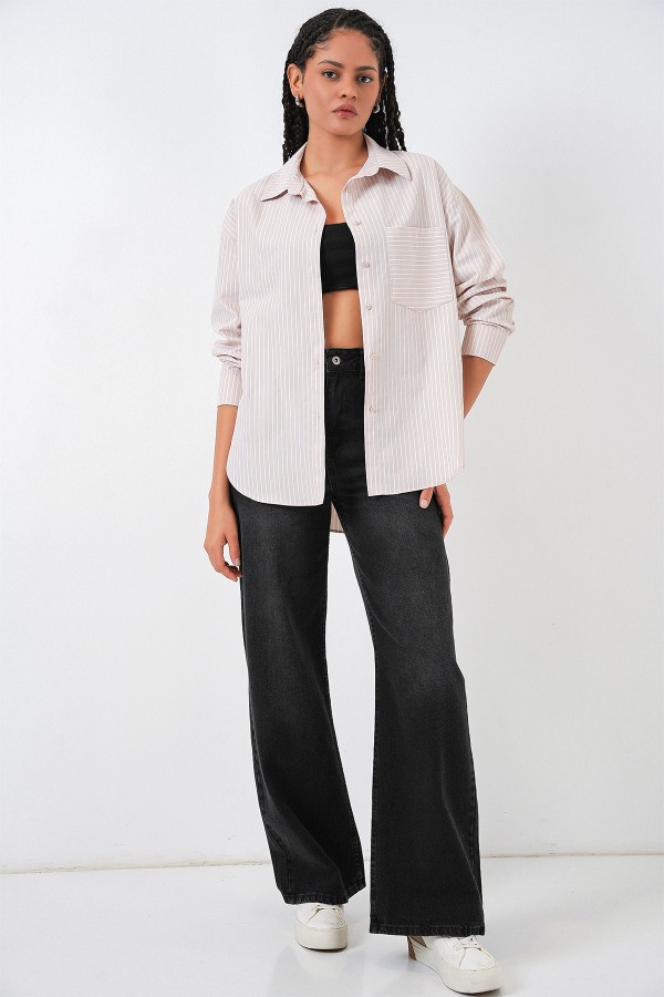 20205 Striped Oversize Shirt 