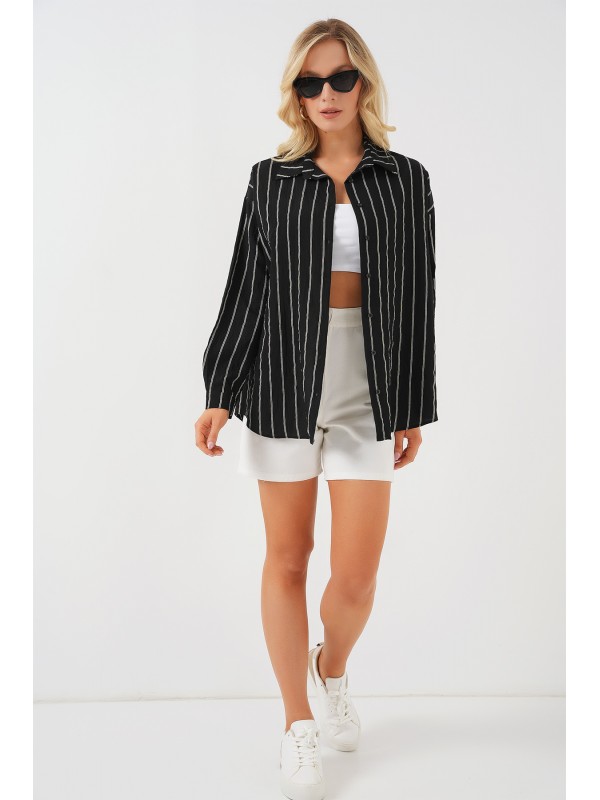 قميص نسائي مخطط واسع 20293 